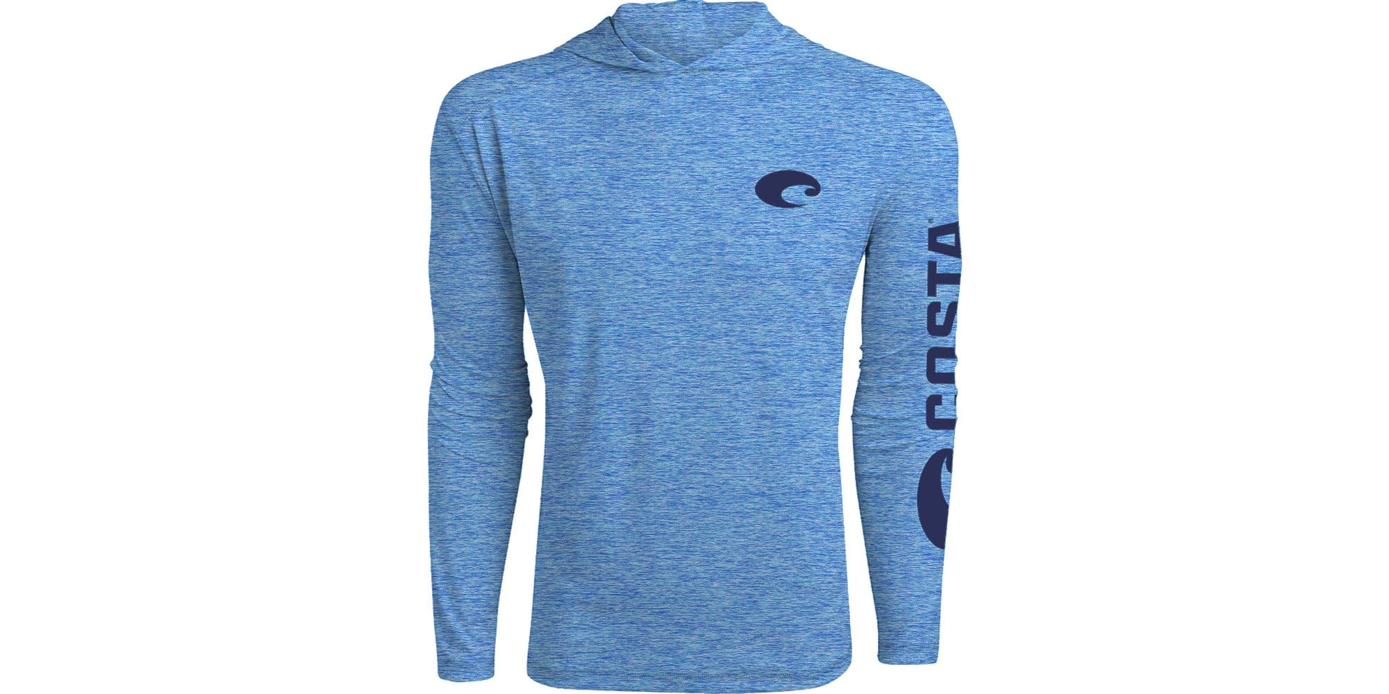 Costa Del Mar Mens Tech Performance Hood T Shirt, Royal Blue Heather, Large