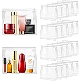 Ohuimrt 24 PCS Mini Clear Makeup Bags Bulk 7.9" x 5.9"x 2" Small Waterproof Travel Toiletry Bags Plastic Organizer Pouches wi