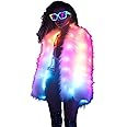SHINYOU Women Faux Fur Jacket LED Light Up Jacket Halloween Chirstmas Music Festival Gift Winter Night Out Coat Plus Size¡­