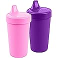 Re-Play Made in USA 2 Pack Sippy Cups for Toddlers, 10 Oz. - Reusable Spill Proof Cups for Kids, Dishwasher/Microwave Safe - Hard Spout Sippy Cups for Toddlers 3.13" x 6.25", Amethyst/Bright Pink