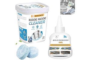 BARINOX - Bundle - Washing Machine Cleaner Tablets (20 Pack) & 7 oz Mold Remover Gel | Deep Cleaning, Odor & Mold Removal | Multi-Purpose Cleaner for Washing Machines, Household Surfaces & Bathrooms