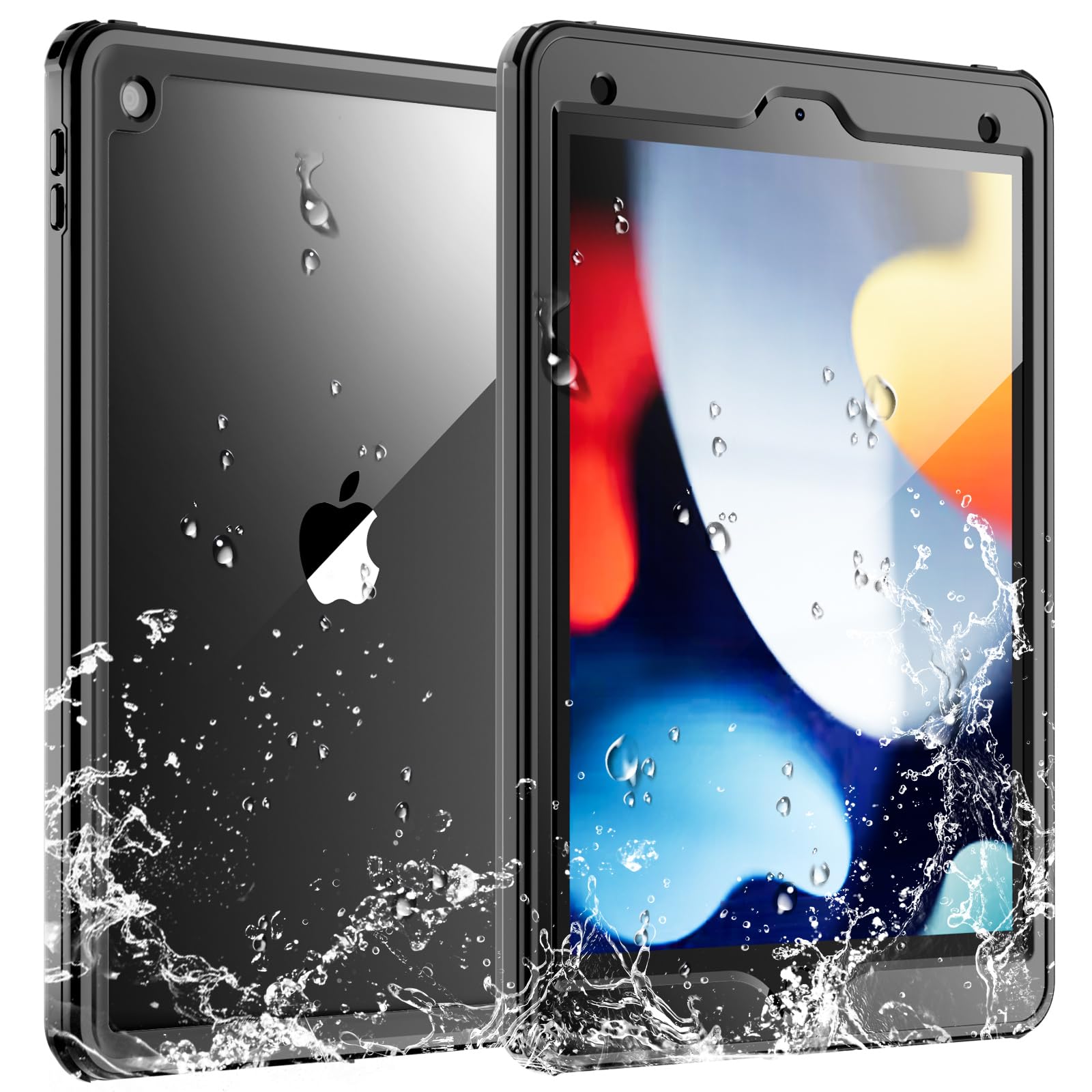 Photo 1 of SUPFINE for Waterproof iPad 9th Generation Case, [Built-in Screen Protector] [IP68 Waterproof] Full Body Rugged Shockproof Protective Cover for 10.2 inch iPad 9th/8th/7th(2021/2020/2019), Black/Clear
