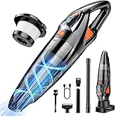Handheld Vacuum Cordless 25000PA Powerful Suction, Portable Car Vacuum, 3 in 1 Hand Held Vacuum Rechargeable 8000mAh with LED Light, HEPA Filter, Home, Car Seats, Office, Pet Hair, Dust Buster