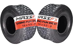 MASSFX 18x9.50-8 front or rear Turf Tires for golf carts and lawn mowers, 4-Ply with chevron tread for excellent traction and easy cleaning, Non-highway use only, 18/9.5-8,18x9.50x8 (2 Pack)
