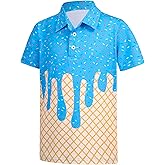 HOZIY Boys Polo Shirt Short Sleeve Collared Golf Shirts Funny Stretch School Uniform for Kids Size 5-14 Years