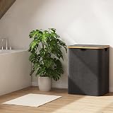 Lifewit 120L Laundry Basket with Lid Dark Grey Bamboo Handles 2 Removable Bags view 8