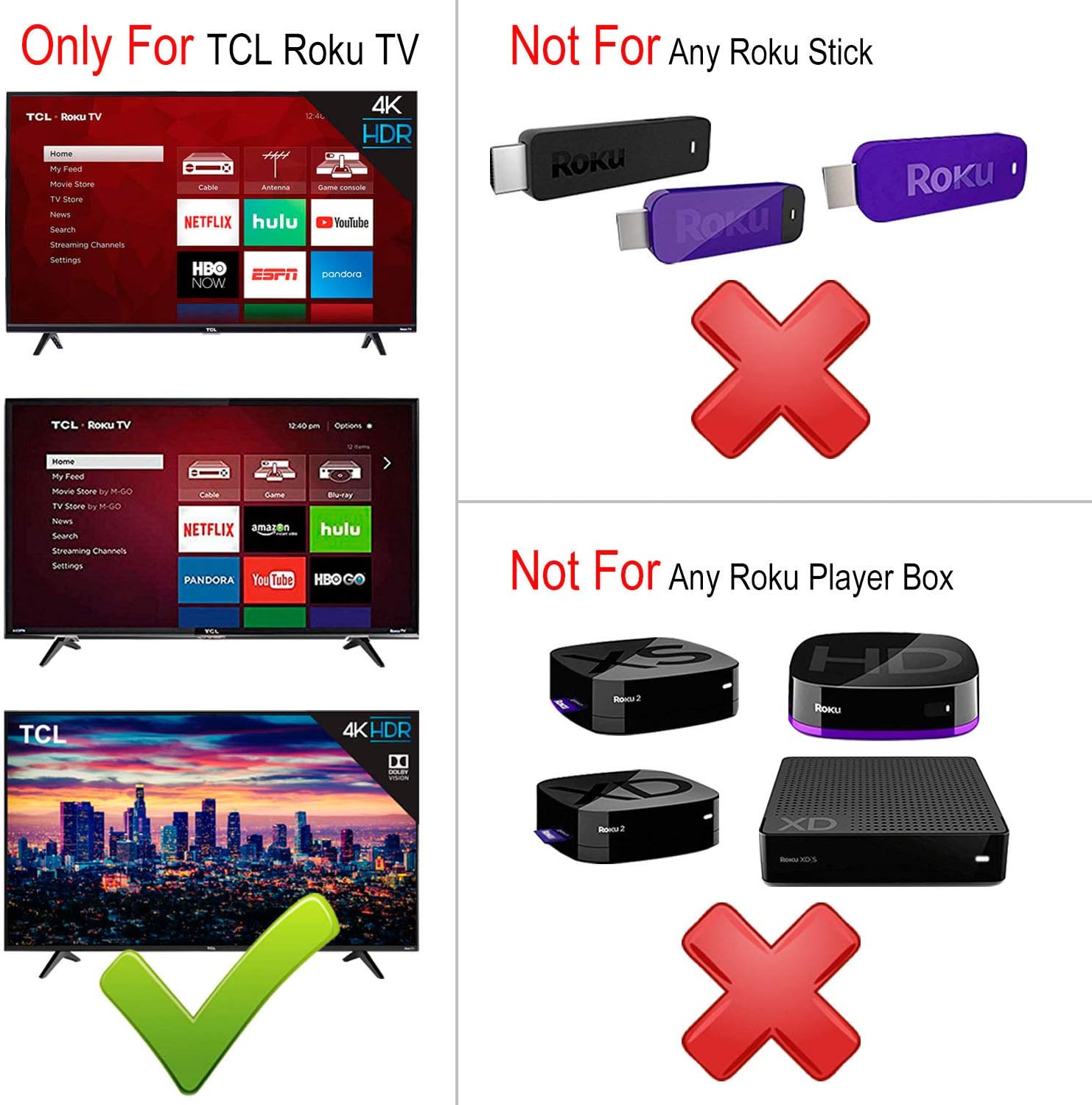RC280 Replacement Remote Applicable for TCL Roku TV with Netflix Sling Hulu Vudu Key 55UP120 32S4610R 50FS3750 32FS3700 32FS4610R 32S800 32S850 32S3850 48FS3700 55FS3700 65S405 43S405 49S405 40S3800: Home Audio & Theater