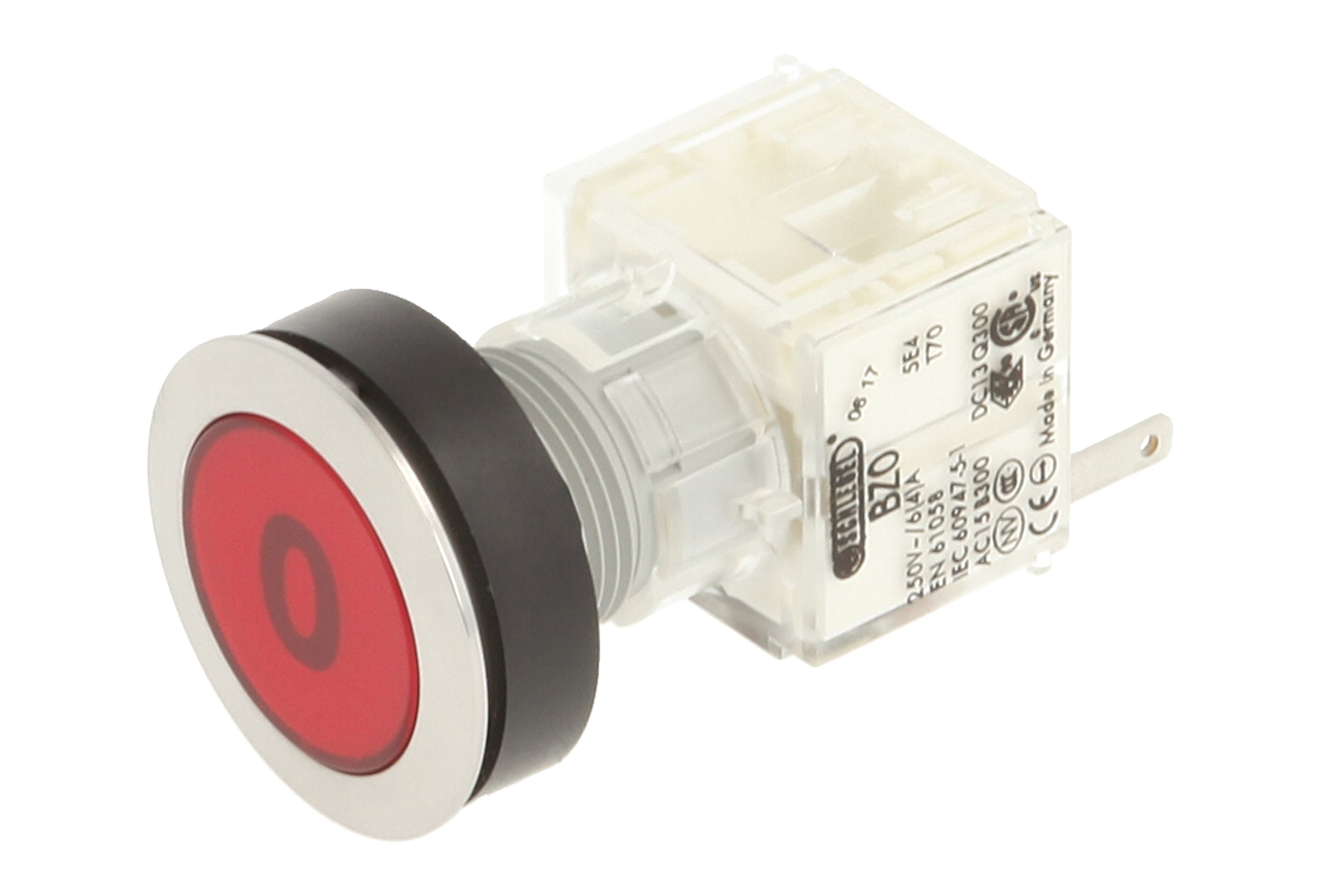 Schlegel 23.000.560 Push Button Stainless Steel, Button Cap Red, Label 0, Push Contact Sensor 1 Opener