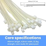 On1shelf Cable Ties 450mm x 4.8mm 50 Pack Extra Long Nylon Zip Ties view 4