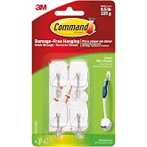 Command Small White Wire Hooks, 4 Hooks, 5 Strips | Damage-Free Hanging with Adhesive No Tools Wall Hooks for Hanging Decorations in Living Spaces, Holds up 0.5 lb