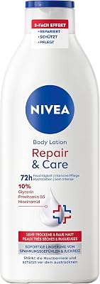 Lozione per il corpo Repair & Care, crema per la pelle molto secca e per alleviare le sensazioni di tensione, lozione per il corpo con glicerina, niacinamide e provitamina B5 (400 ml)