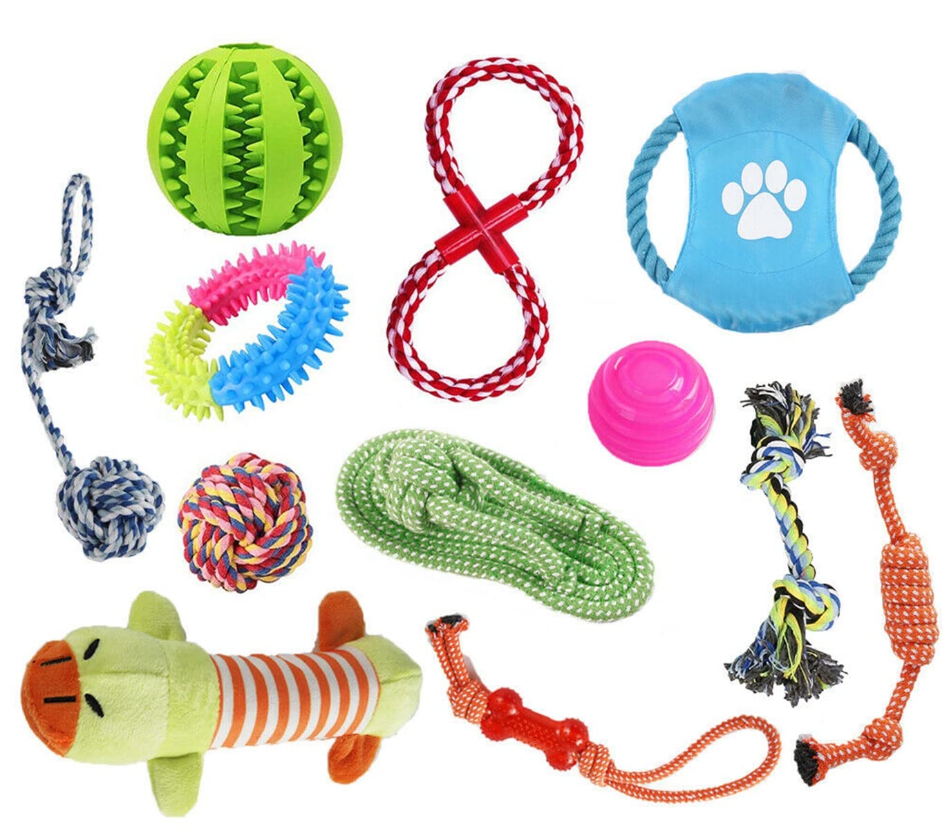 LONENESSL 12 Pcs Rope Toys Set for Small Medium Dogs, Durable Chew Toys for Puppies, Interactive Teething Training, Stress Relief
