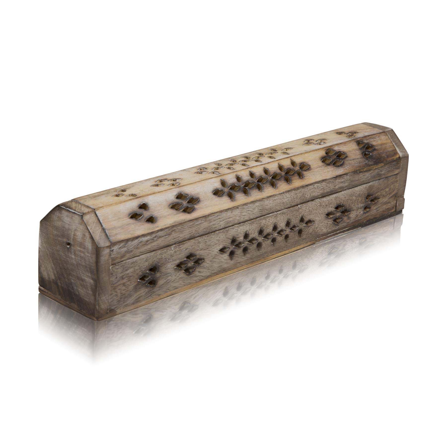 Wooden Incense Stick & Cone Burner Holder Coffin With Storage Compartment Organic Eco Friendly Ash Catcher Agarbatti Holder Rustic Style For Meditation Yoga Aromatherapy Home Fragrance Products