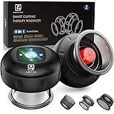 Ambfina 5-in-1 Cupping Kit for Massage Therapy, 12 Levels Smart Dynamic Cupping Set with Red Ligh-t Therapy&Heat Penetrates for Targeted Pain Relief, Knots, Aches, Muscle Soreness - 2Pcs(Black&Black)