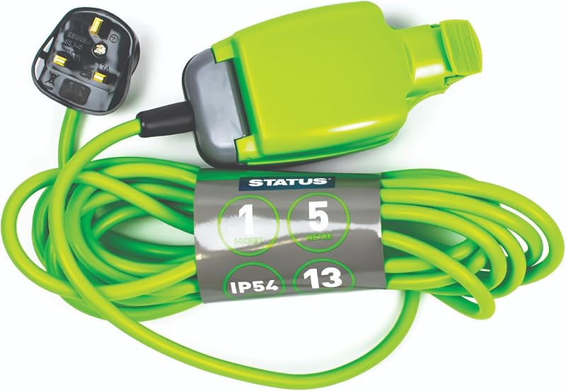 Status 5m Extension Lead 13A IP54 Green Weatherproof Plug