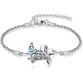 URONE Cowboy Bracelet 925 Sterling Silver Cowgirl Boot Hat Bracelet Western Jewelry For Women Men