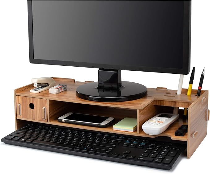Tonsmile Soporte para monitor de madera, multifuncional de madera