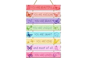 Rutiyoka Butterfly Room Decor for Girls Bedroom Girls Room Wall Decor Rainbow Inspirational Wall Art for Kids Room Decor Wood Wall Decorations Little Girl Nursery Room Decor Toddler Room Sign (Butterfly)