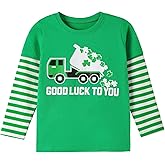 Boys St Patricks Day Shirt Toddler Kids Long Sleeve T-Shirt Clover Shamrock Irish Green Tee Tops Holiday Clothes
