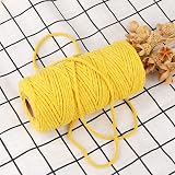 jijAcraft 3MM Yellow Macrame Cord 100M Cotton String DIY Craft Wall Hanging view 4