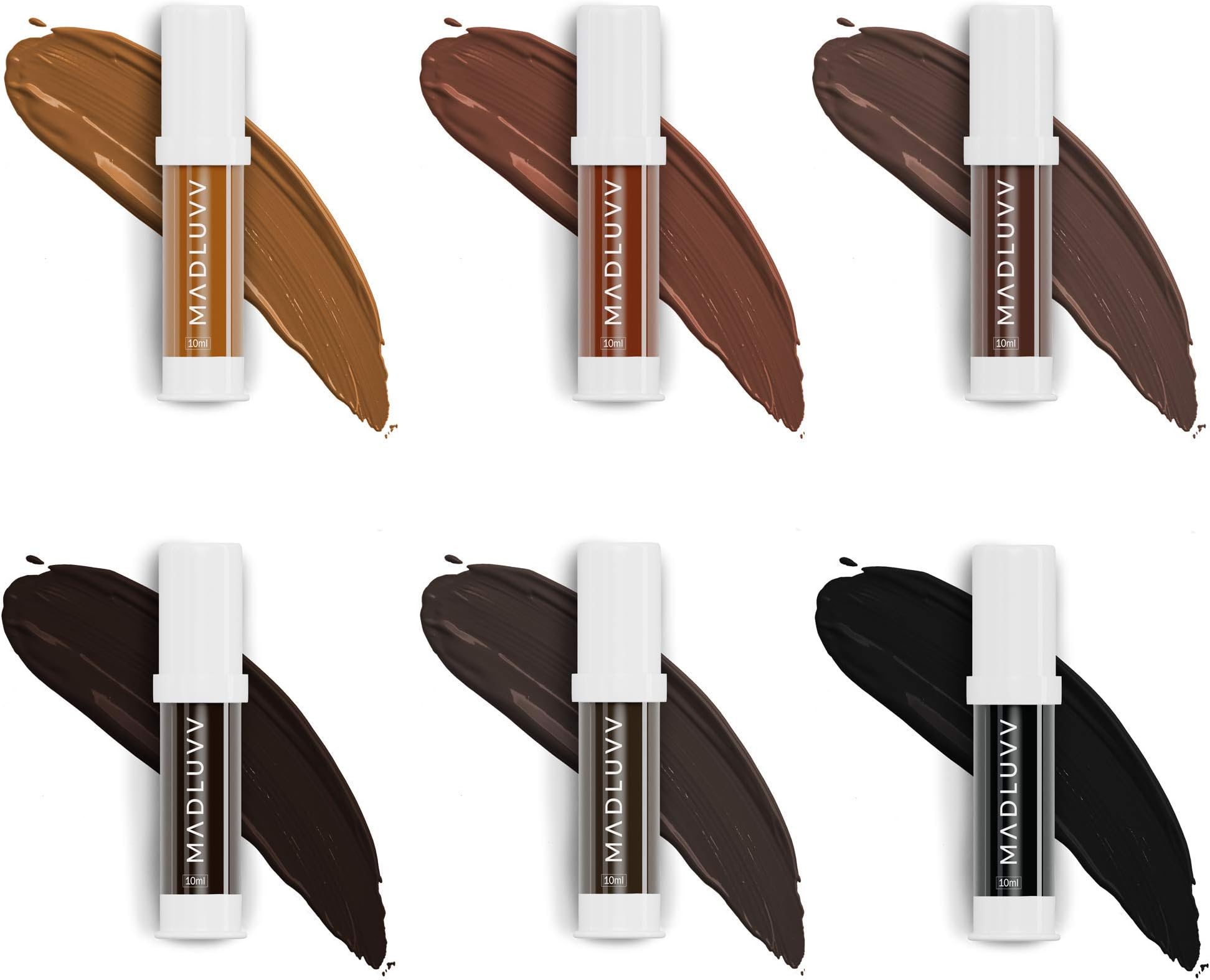 Best Microblading Pigment, Brow Ink Color Set of 6 for Perfect Eyebrows, Microblading Pen Supplies, Professional Medical-Grade Black Tattoo Ink, Works with Permanent Machine, 10 ml (Set Of 6)