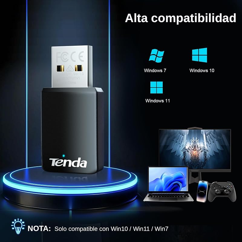 Tenda AX900 Wi-FI 6 Dongle Wi-FI - Adaptador USB Wireless Dual Band para PC / Desktop / Laptop - Tamanho Mini - Plug & Play - USB2.0 - Modo Suave Ap - Compatível com Windows 7/10/11/Linux