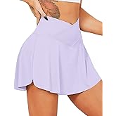 TZLDN Women's Tennis Skirt with Shorts Pockets High Waisted Crossover Pleated Workout Athletic Golf Skorts Skirts