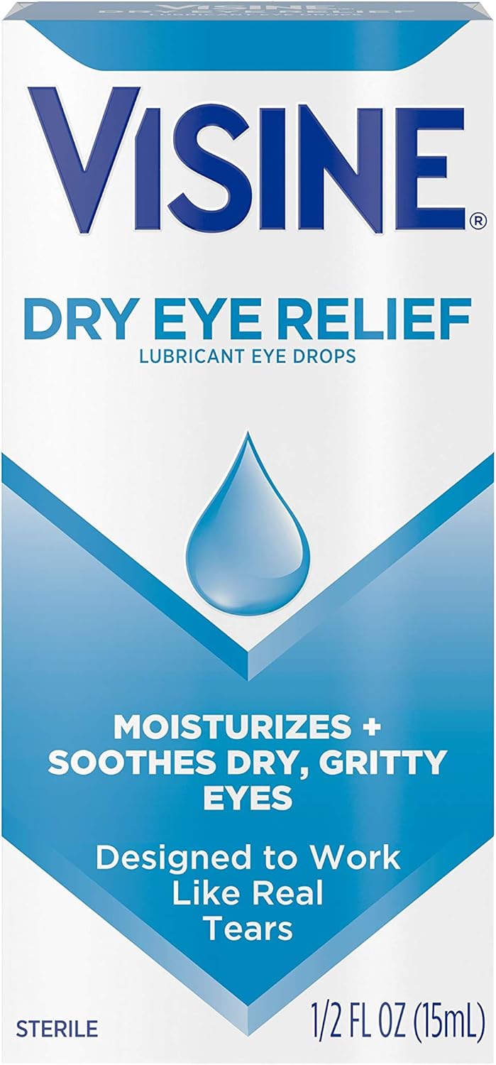 Visine Dry Eye Relief Lubricant Eye Drops with Polyethylene