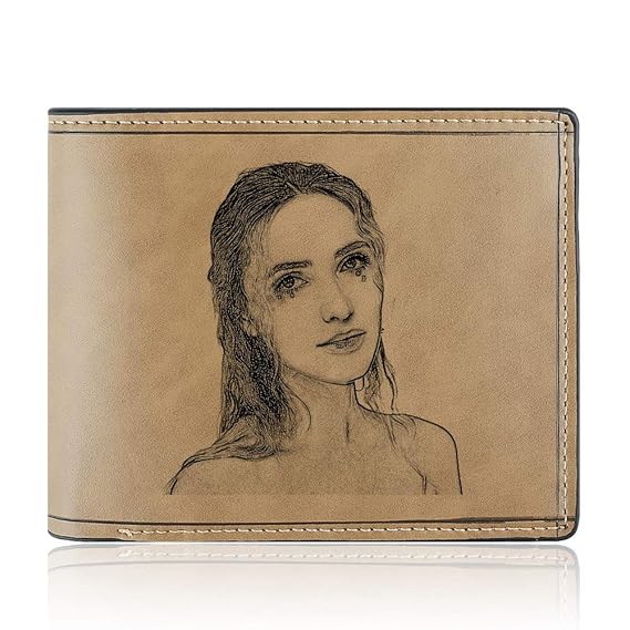 Personalisierte Foto Wallet Custom Herren Leder Geldbörse mit Kartenhalter-EIN großes persönliches Geschenk zum Valentinstag/