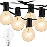 100Feet Outdoor Patio String Lights, Lightdot G40 Globe String Lights 2700K with 52 Edison Glass Bulbs(2 Spare), Waterproof B