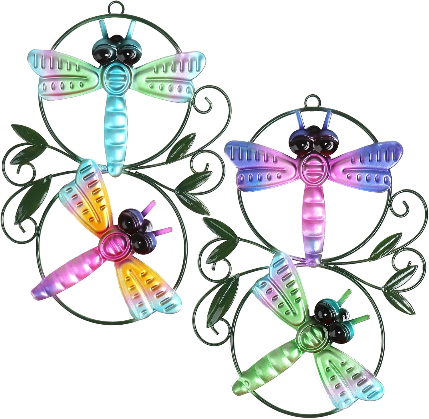 Plaques & Wall Art - ASAKOKEA Metal Wall Decor Cute Dragonfly Metal Yard Art Garden Decor Outdoor Gifts for Women - Set of 2