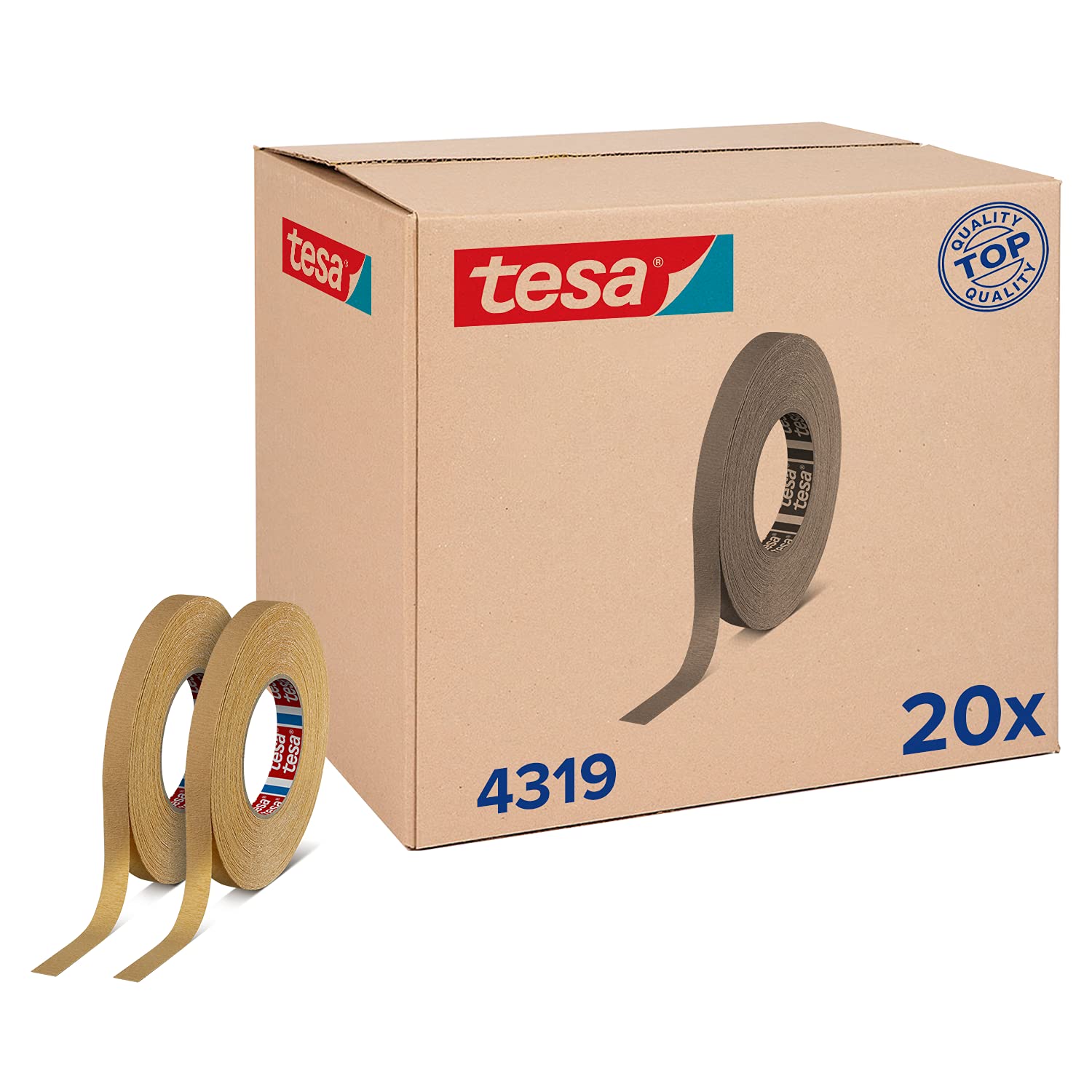 Tesa 4319 High Ekrepptes Paper Tape for Painting and Applications, Gewerbliches Container with 20 Rolls, 04319-00005-00