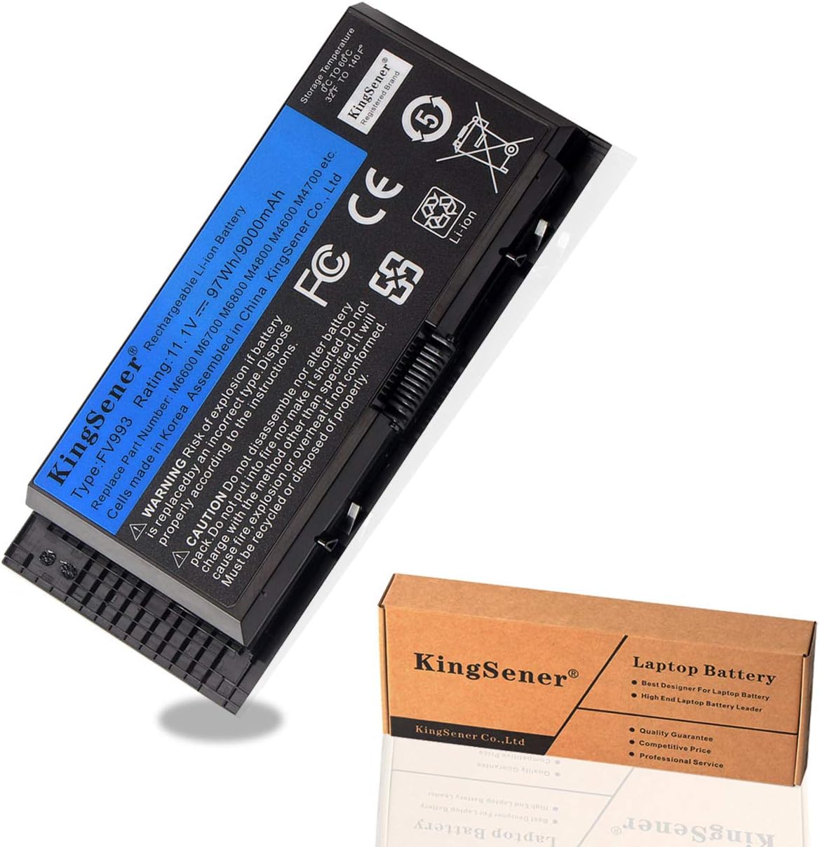 KingSener 11.1V 97WH 9000mAh FV993 Laptop Battery Replacement For DELL Precision M6600 M6700 M6800 M4800 M4600 M4700 FV993 FJJ4W T3NT1 PG6RC N71FM R7PND OTN1K5