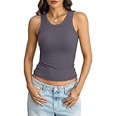 EasyGala Womens Built in Bra Tank Tops Cotton Ribbed Crew Neck Vest Basic Fitted Padded Tank Summer Trendy 2026