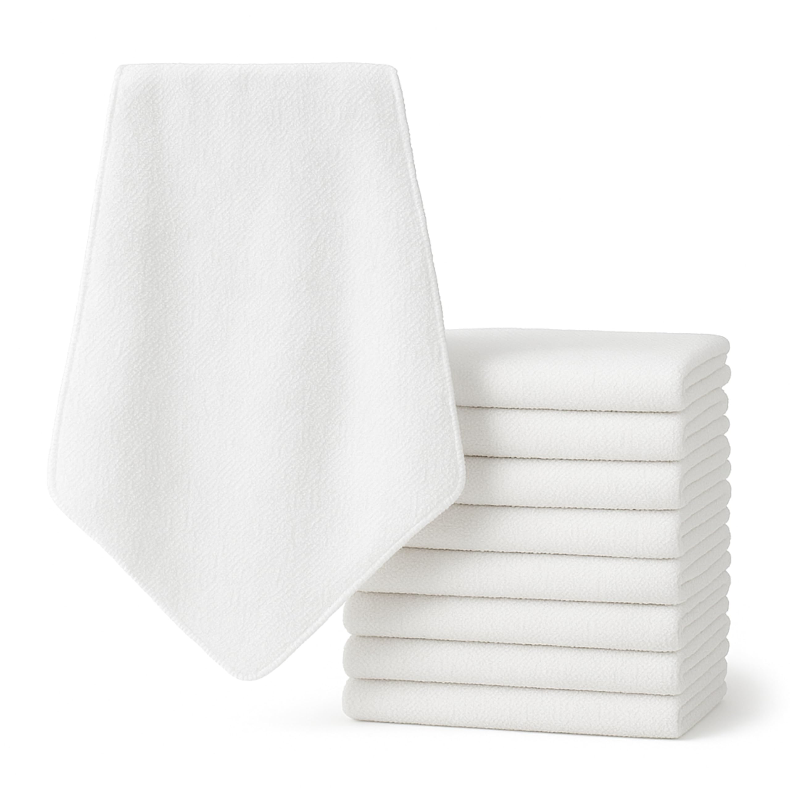 Soft Baby Terry Towelling Nappies-Diapers 100% Ring Spun Cotton Supreme Quality | Burp Cloths Baby Essentials for Newborn Reusable Wipes | Baby Wash Cloth 60x60cm Pack of 12, White.