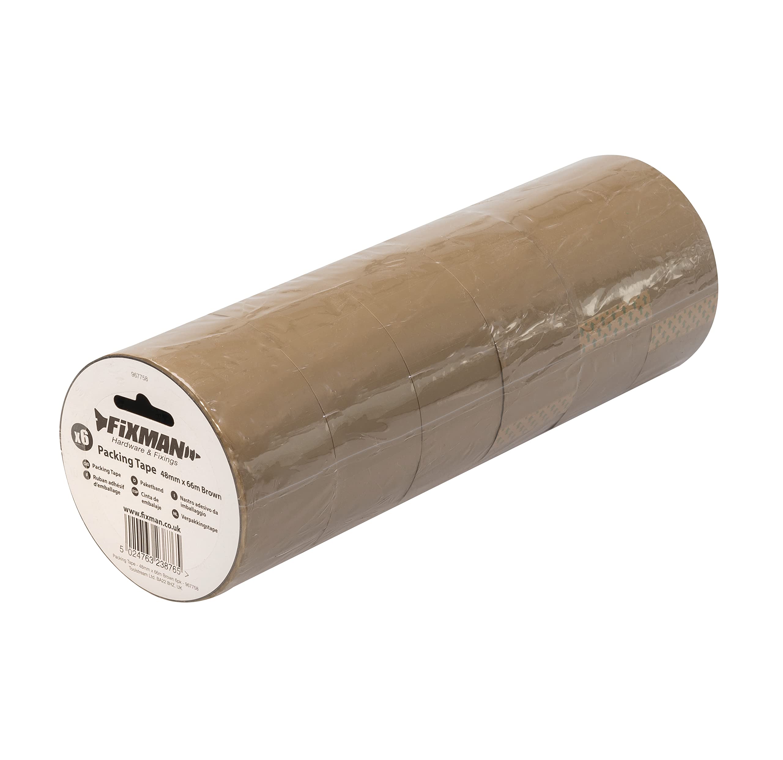 Fixman 6pk Packing Tape 48mm x 66m Brown (967758)