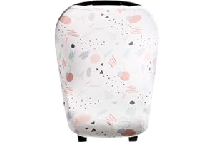 Baby Car Seat Cover Canopy and Nursing Cover Multi-Use Stretchy 5 in 1 Gift "Bayside" by Copper Pearl