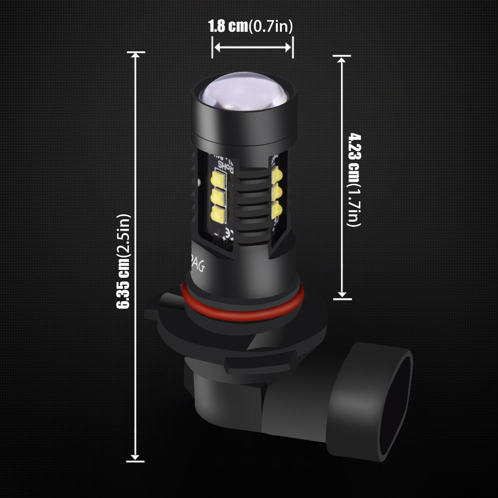 60W 1960Lumens Extremely Bright H16 LED Car Fog Lamps Xenon White 6000K Powerful CREE 12SMD LED Bulbs Fog Light Bulbs Replacement IP68 Waterproof ACUMSTE H16// 5202//9009 LED Fog Lights Bulbs 2pcs