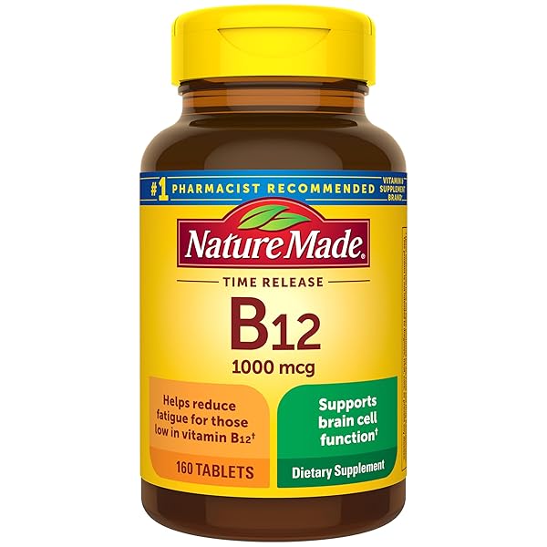 NATURE MADE VITAMIN B12 1000 MCG, B12 VITAMINS, DIETARY SUPPLEMENT FOR ENERGY METABOLISM SUPPORT, 160 TIME RELEASE TABLETS, 160 DAY SUPPLY