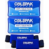 ColePak Comfort Hot &amp; Cold Ice Packs for Injuries Reusable Gel (4 Pc Set) for Pain Relief, Joint Muscle Soreness Swelling for Knees Back Shoulder Foot