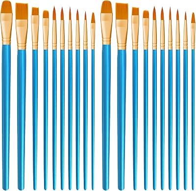 CNMTCCO 20 Pcs Paint Brush Set Nylon Hair Brushes for Acrylic, Oil, Watercolor