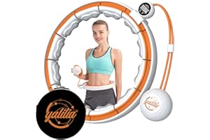 YALILIA Infinity Hoop - Weighted Hula Fit Hoop for Weight Loss & Waist Exercise for Women/Adult - Perfect Fitness & Gift Option, Workout Routine with Infinity Hoop, Best Smart Hoola Loop (Waist Size:<40”)
