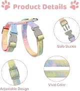 Pinenuts Cat Harness and Lead Set Adjustable Escape Proof Rainbow Kitten Harness view 3