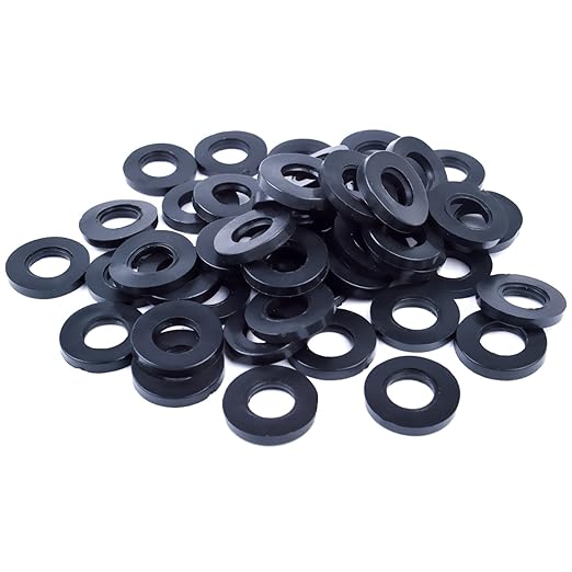 Arandelas de goma para ducha, 50 piezas de manguera junta plana para grifo ojal, negro