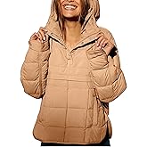AICHARMWA Women's Pullover Puffer Jacket Hooded Oversized Lightweight Quilted Jacket Winter Warm Padded Coat