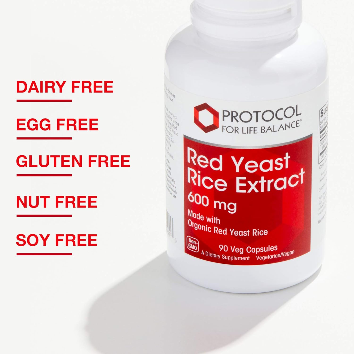 Protocol For Life Balance - Red Yeast Rice Extract 600 mg - Traditional Supplement Used for Cardiovascular Support and Healthy Cholesterol Promotion - 90 Veg Capsules: Health & Personal Care