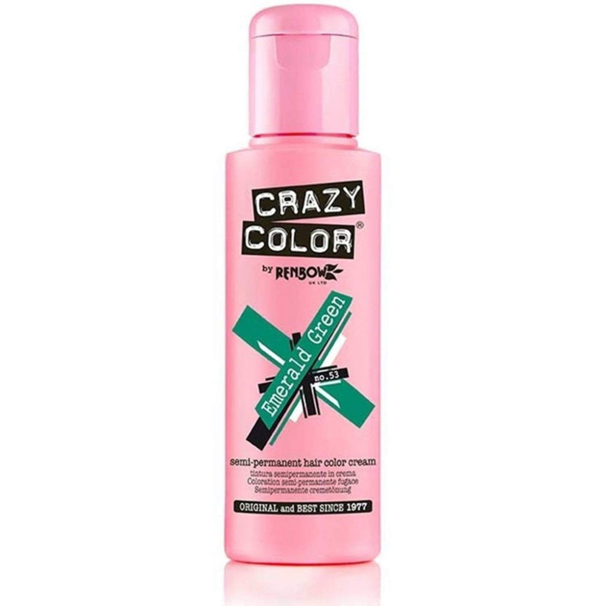 Crazy Colour Semi Permanent Hair Dye By Renbow Emerald Green No.53 (100ml) Box of 4