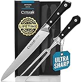 Cutluxe Carving Knife Set – Carving Fork & Carving Knife for Meat, BBQ, Brisket, Turkey – Razor Sharp Premium German Steel – 