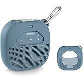 Feature Protective Case for Bose SoundLink Micro Bluetooth Speaker by WGear, Featured Design with mesh Pocket for Cable and Other Accessories, Elastic Strap to Secure Device (Stone Blue), WG012299