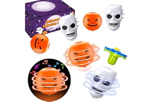 KANNOVE Halloween Treats Non Candy for Kids, 4-12 Pack Light Up Spinning Tops Toys Gifts for Toddlers, Party Favors Boo Basket Goodie Bag Stuffer Fillers, Birthday Classroom Prizes for Boys Girls
